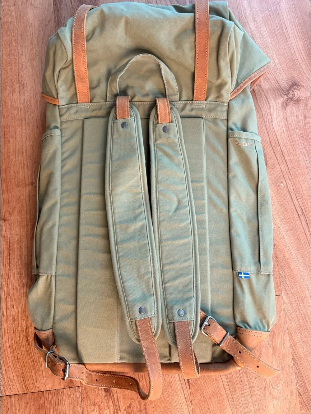 Fjallraven Rucksack No. 21 Large Green G-1000 Leather Backpack